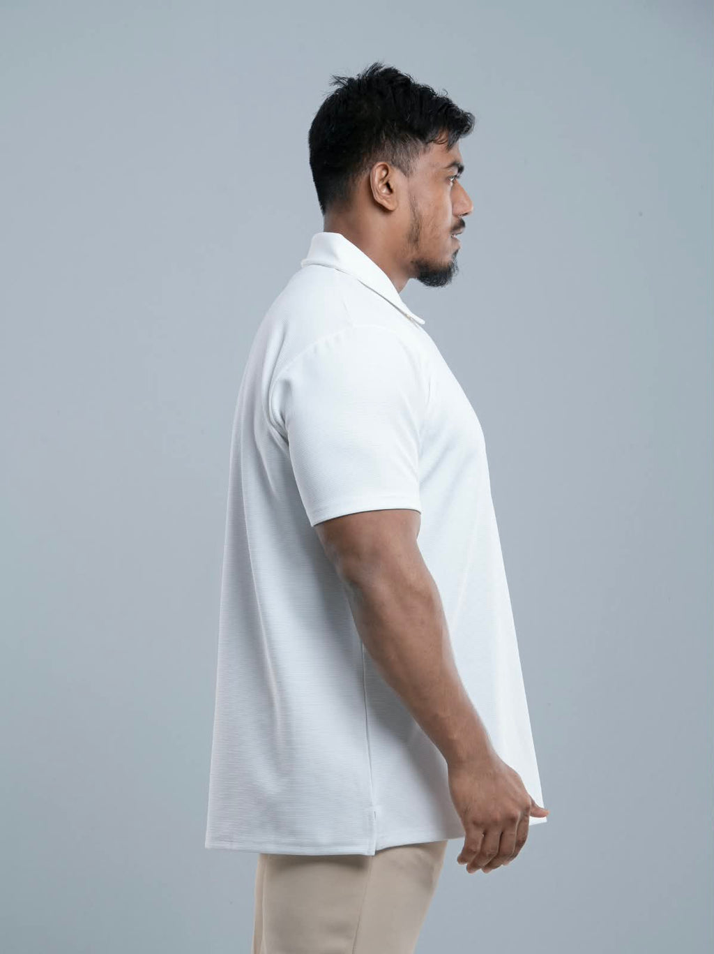 White Premium zipper Polo Shirt