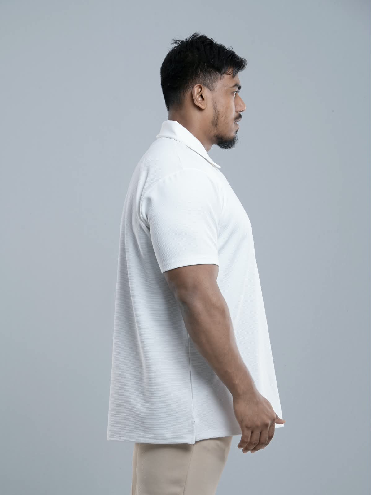 White Premium zipper Polo Shirt