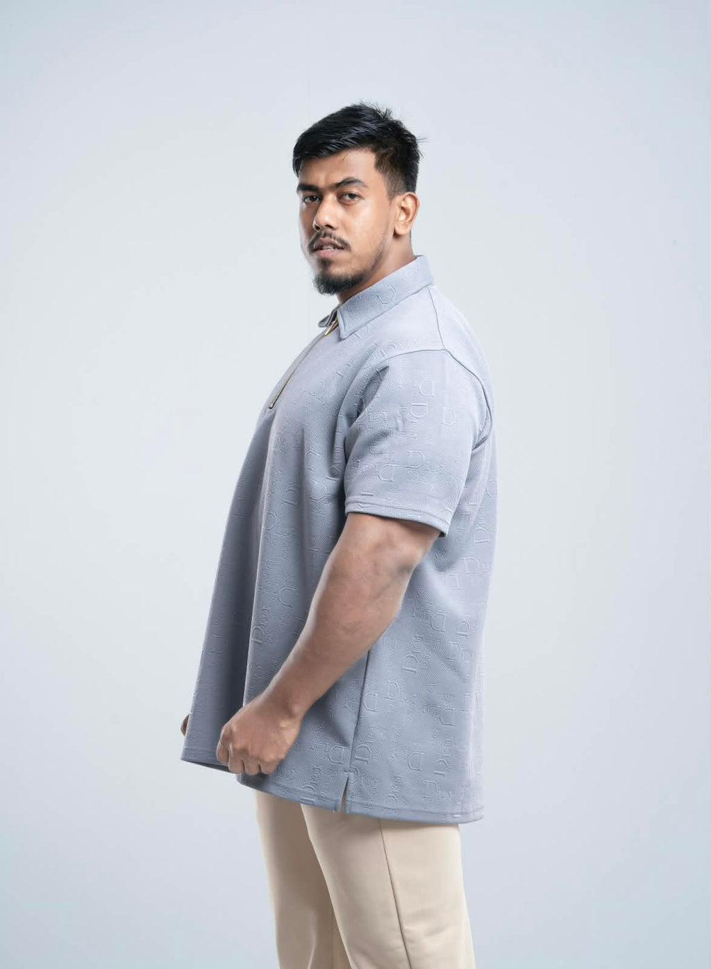 Ash Grey Premium Dior ambush  zipper Polo Shirt