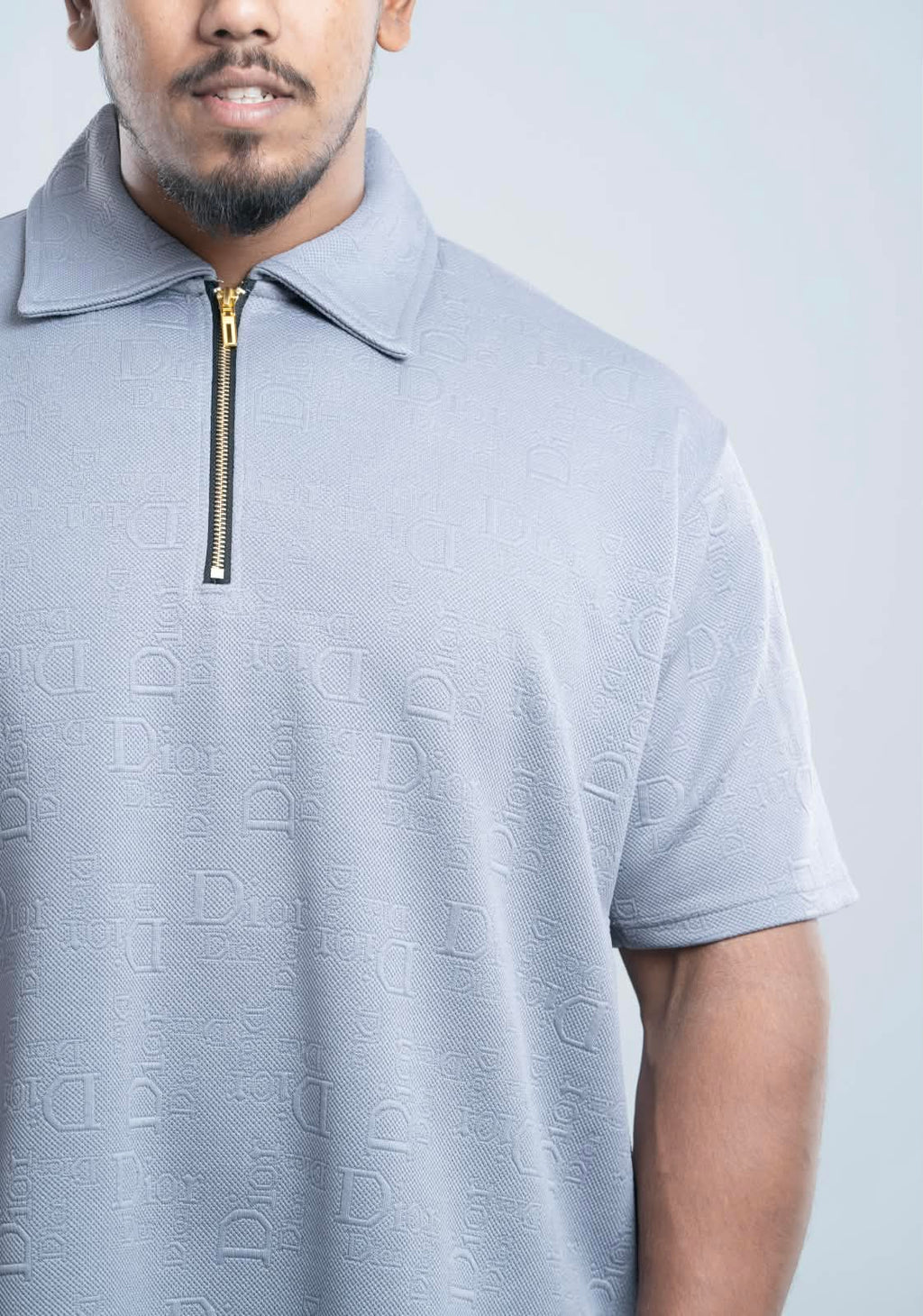 Ash Grey Premium Dior ambush  zipper Polo Shirt