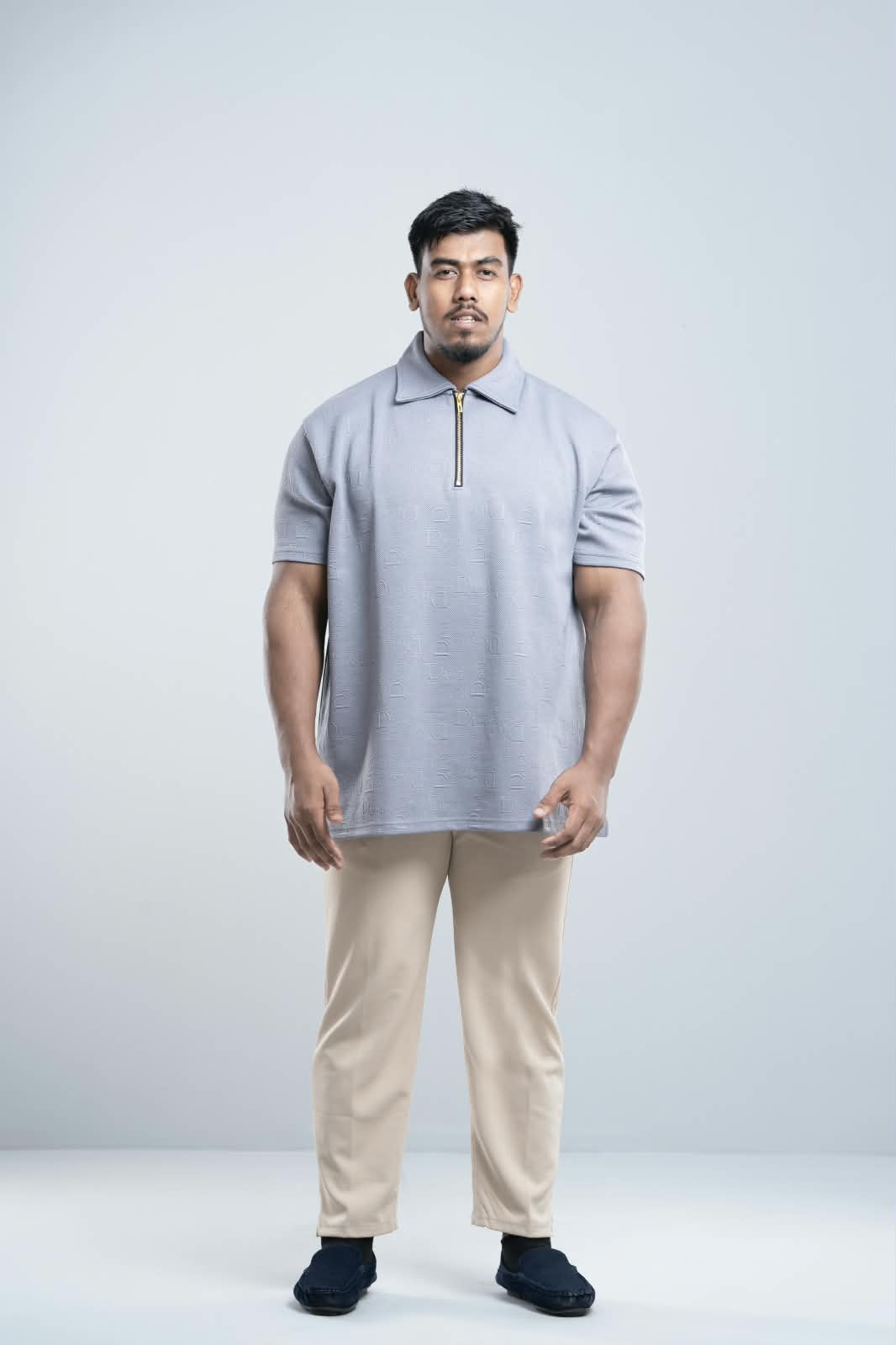 Ash Grey Premium Dior ambush  zipper Polo Shirt
