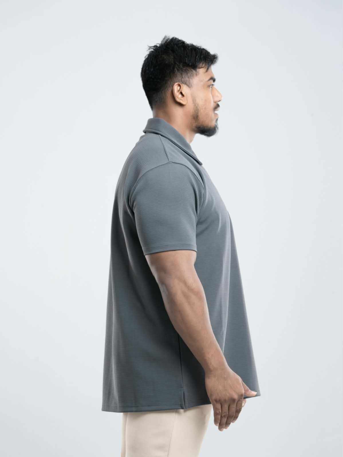 Light beige Premium zipper Polo Shirt