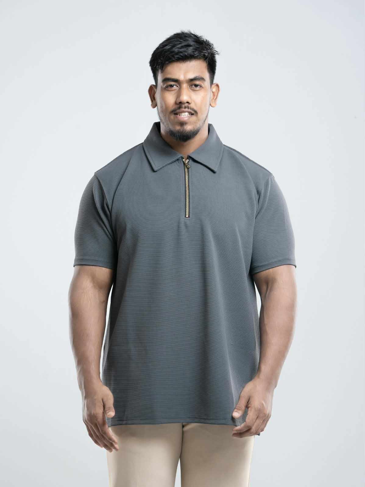 Light beige Premium zipper Polo Shirt
