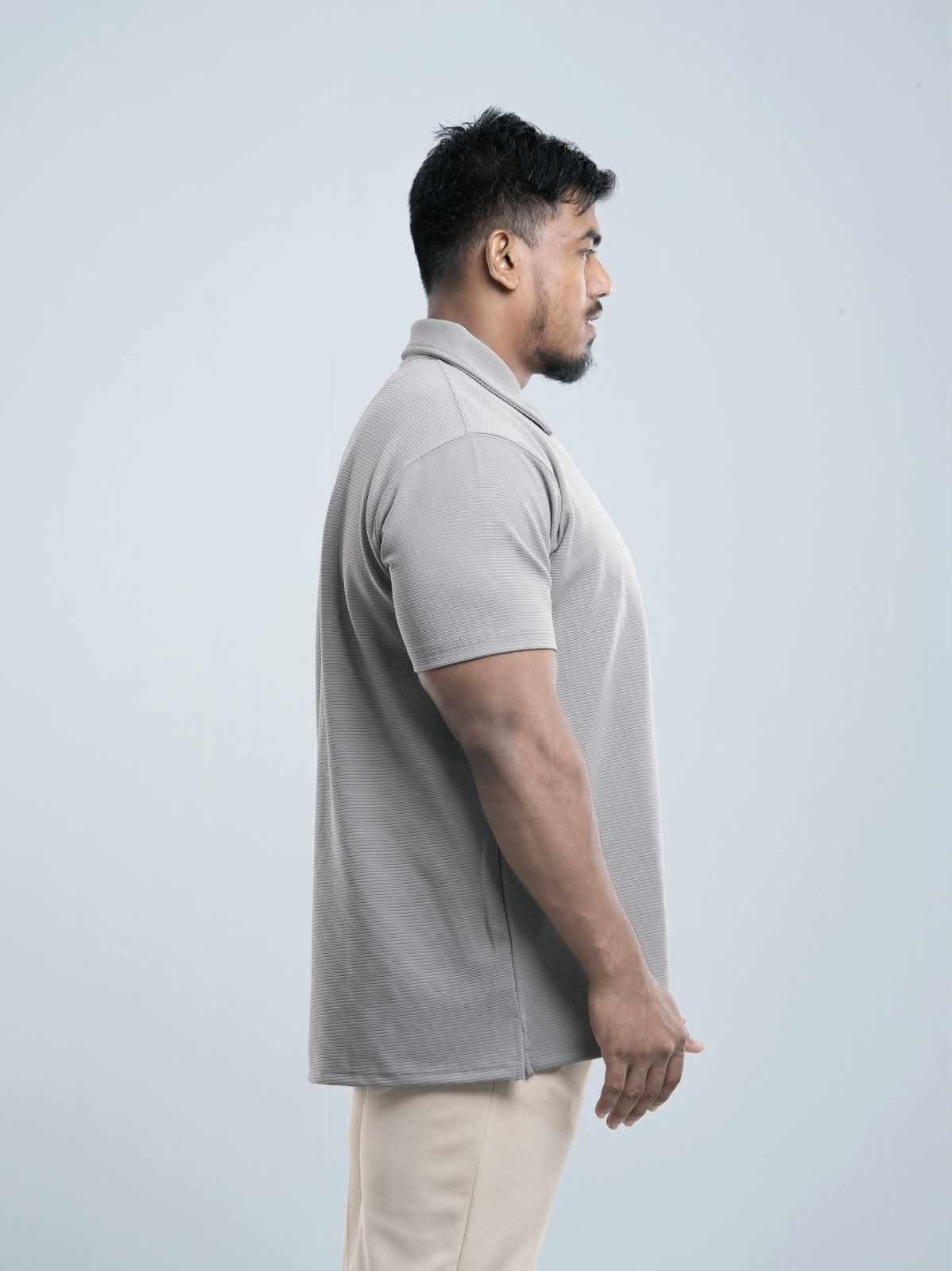 Light beige Premium zipper Polo Shirt