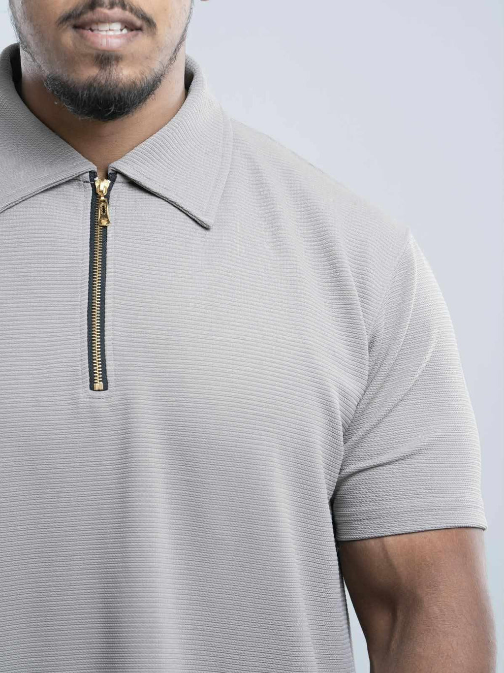 Light beige Premium zipper Polo Shirt