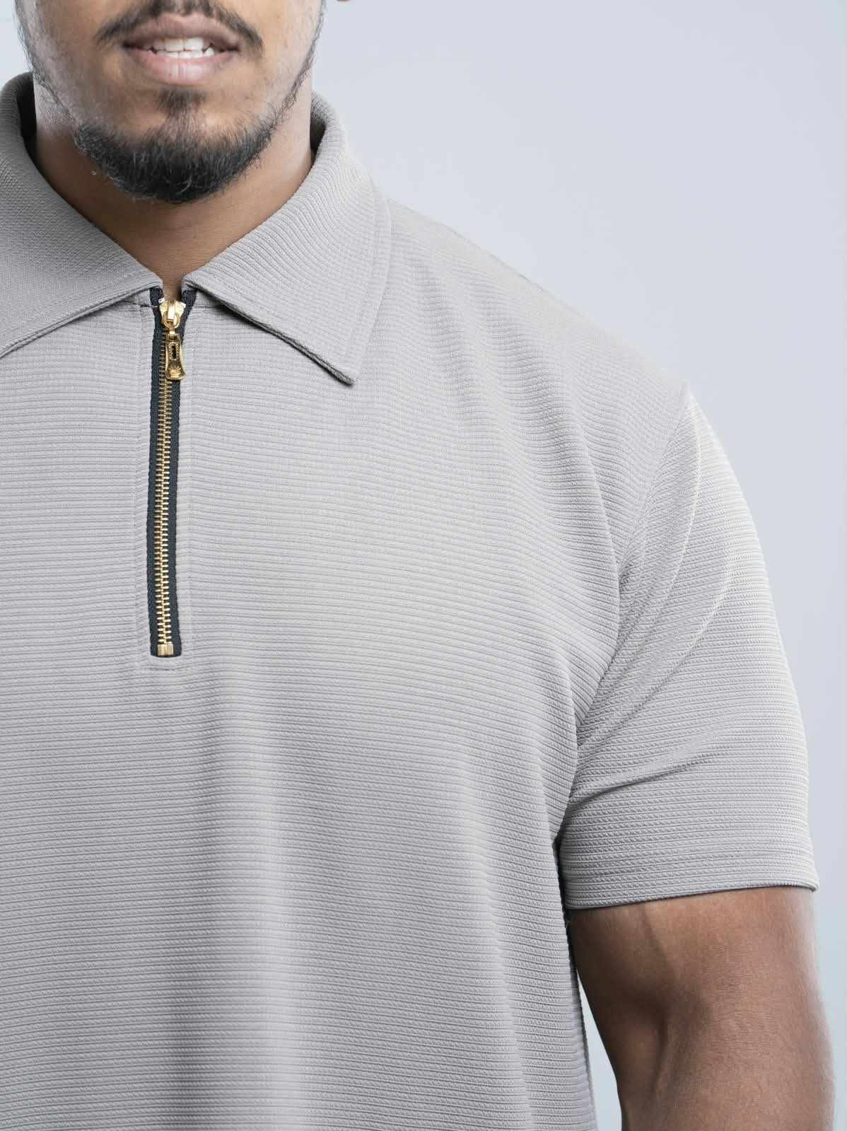 Light beige Premium zipper Polo Shirt