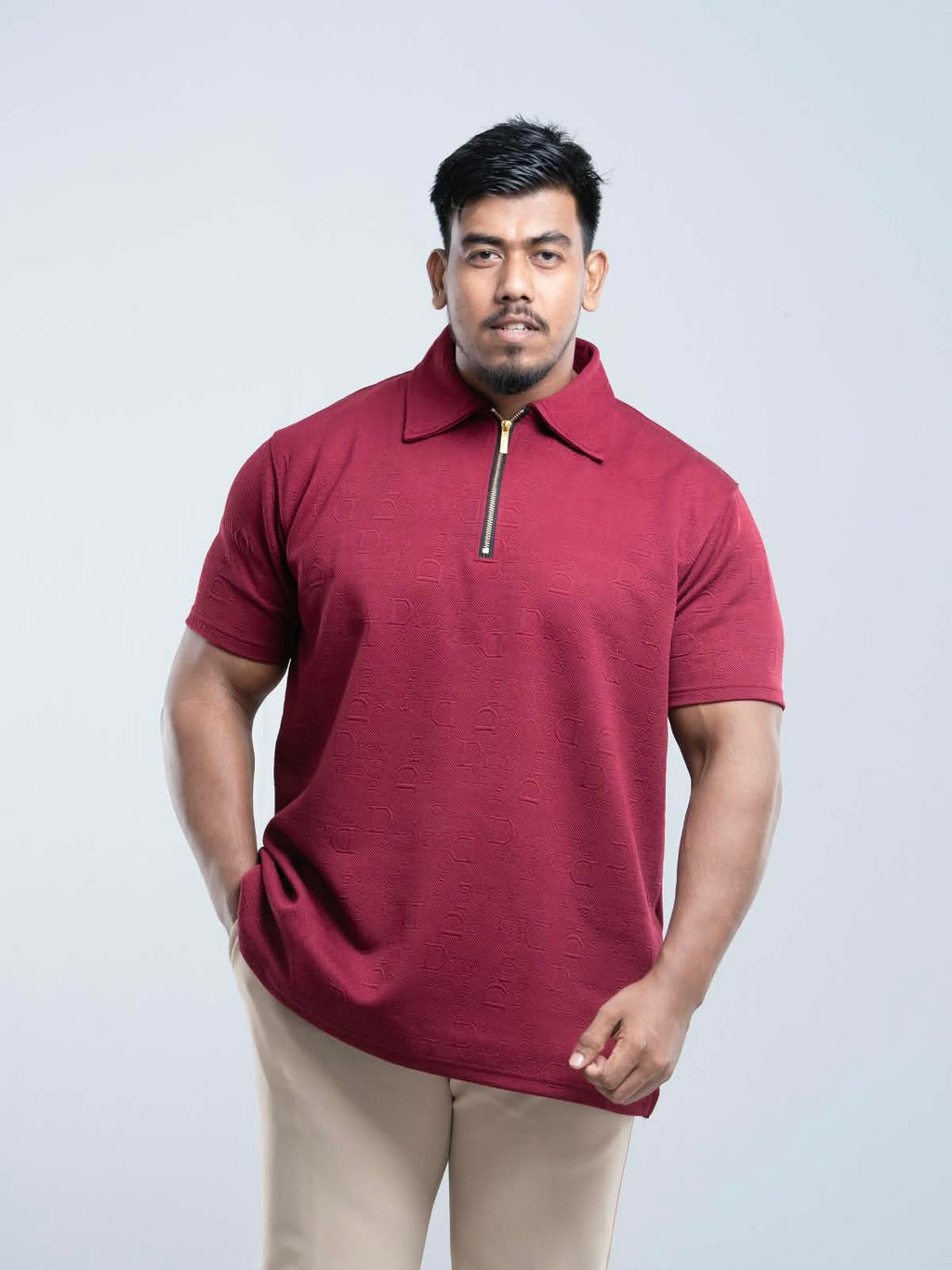Maroon Premium zipper Polo Shirt
