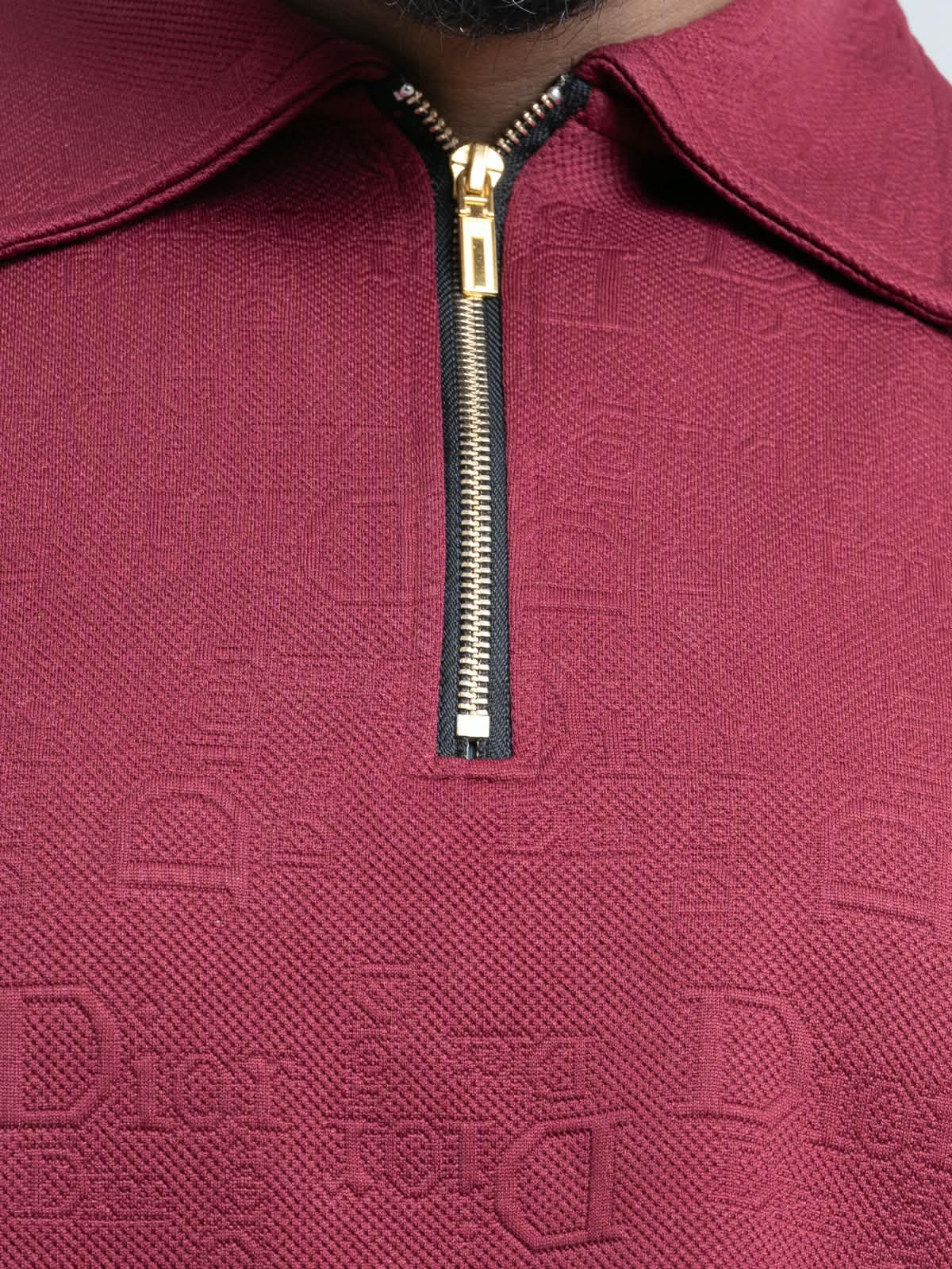 Maroon Premium zipper Polo Shirt