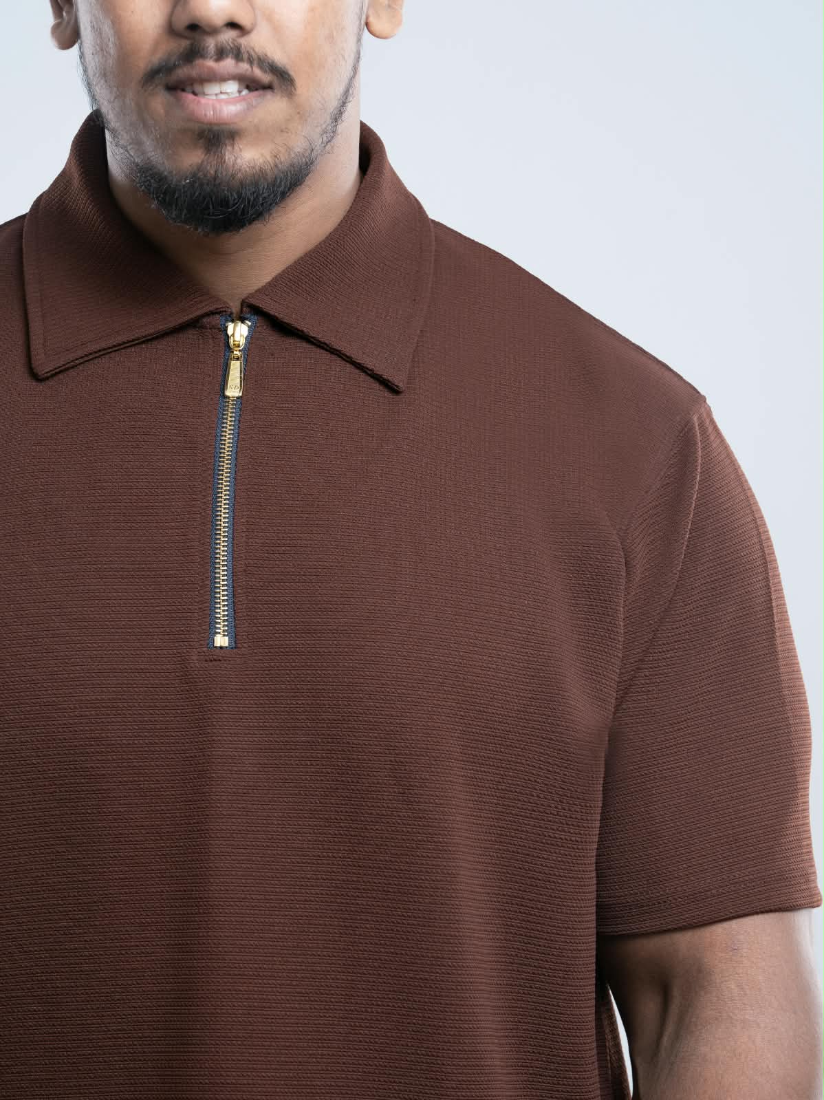Dark brown Premium zipper Polo Shirt