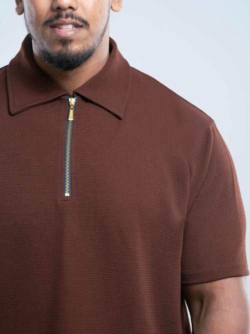 Dark brown Premium zipper Polo Shirt