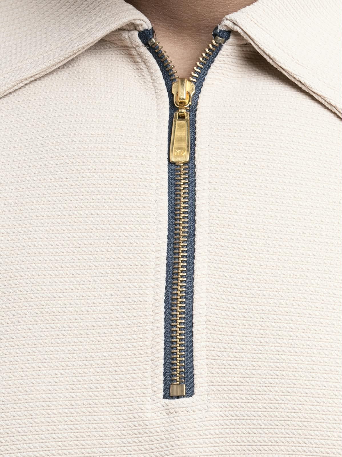 Light gray Premium zipper Polo Shirt