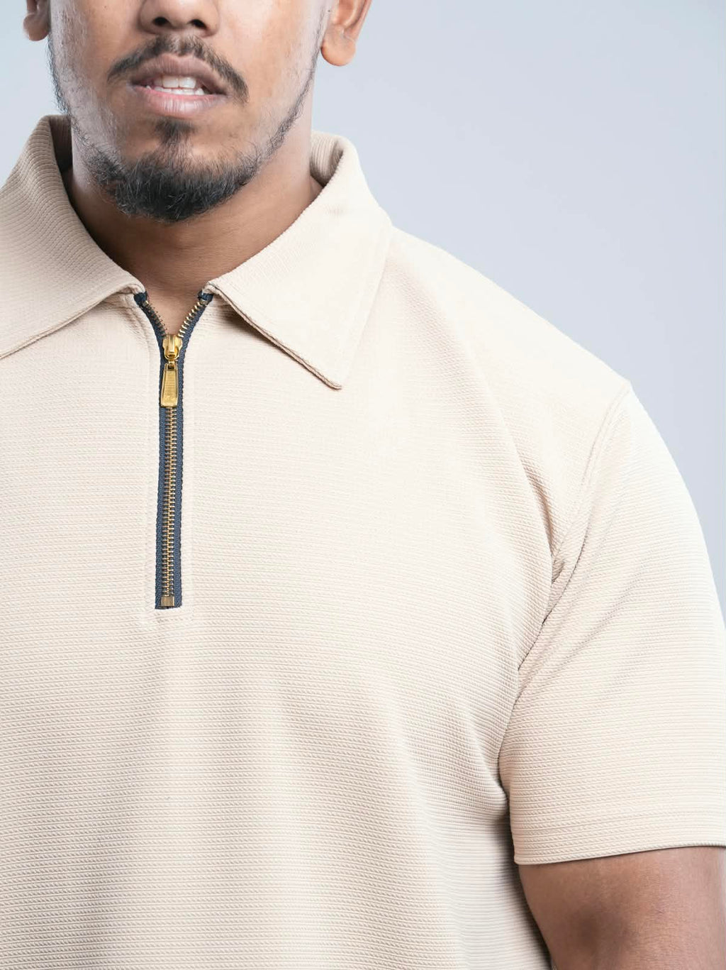 Light gray Premium zipper Polo Shirt