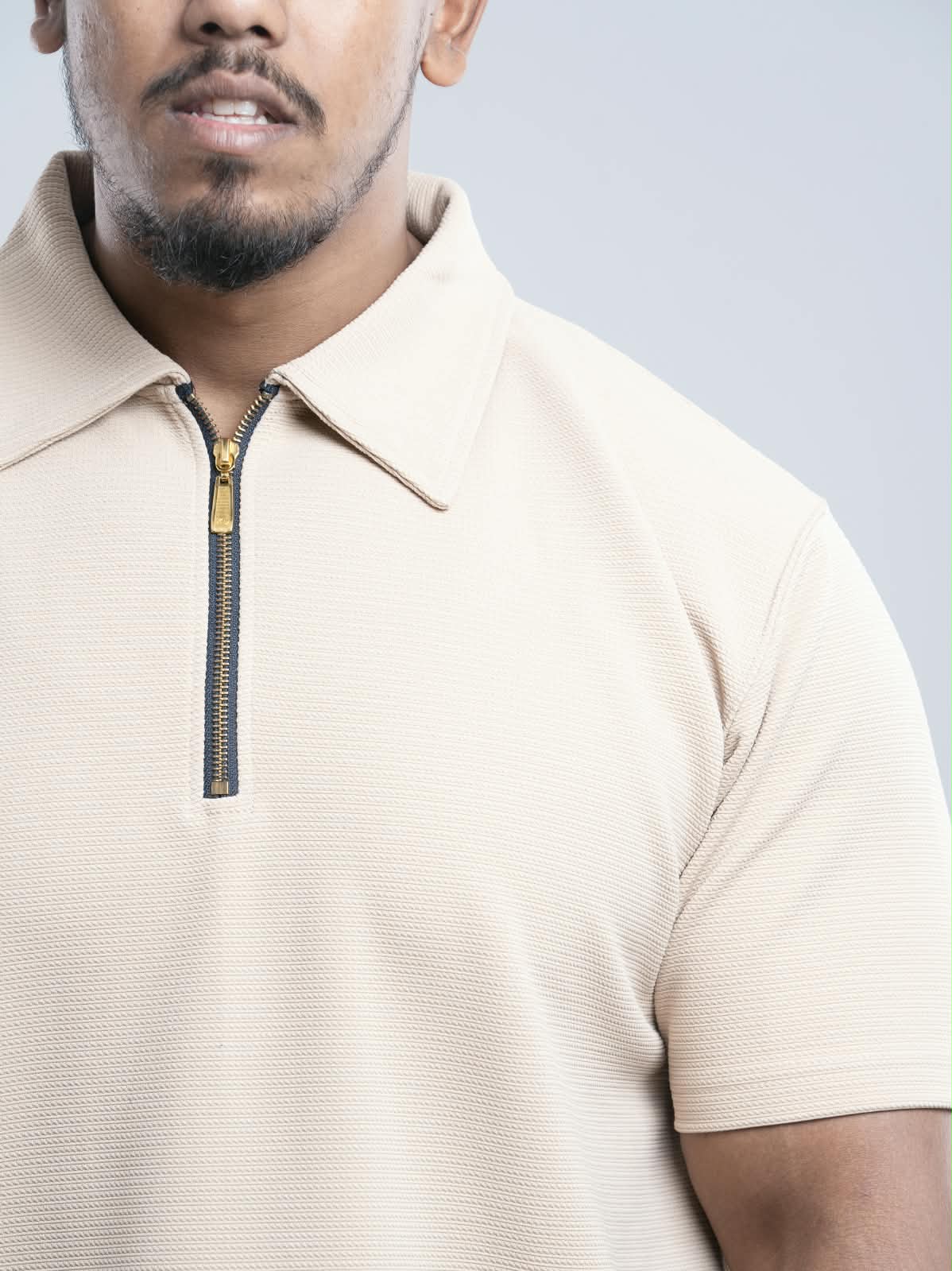 Light gray Premium zipper Polo Shirt