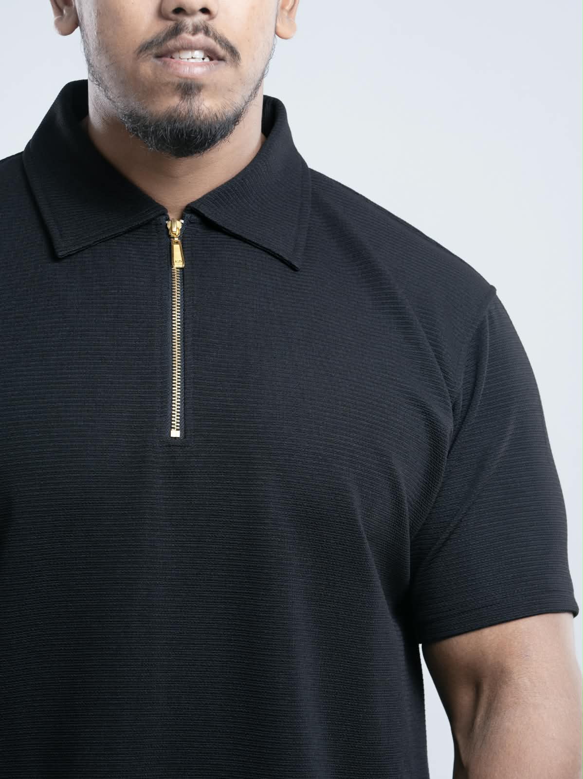 Black Premium zipper Polo Shirt