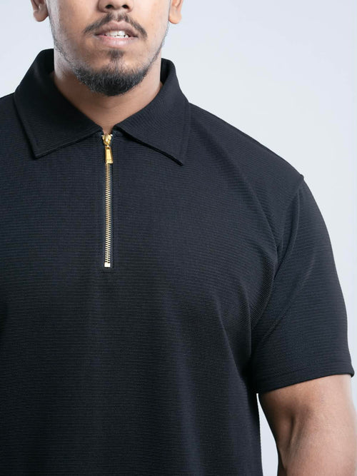 Black Premium zipper Polo Shirt