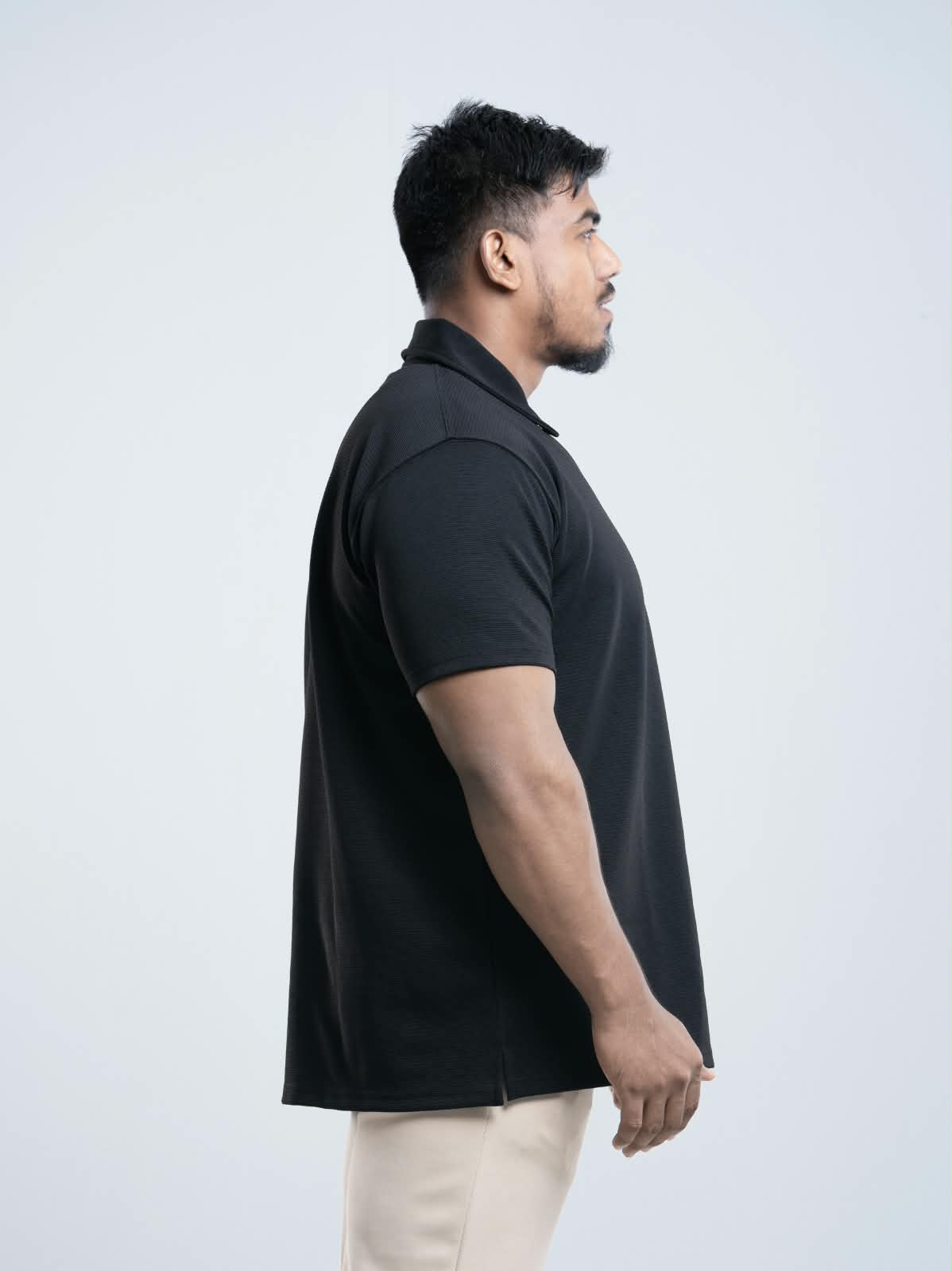 Black Premium zipper Polo Shirt