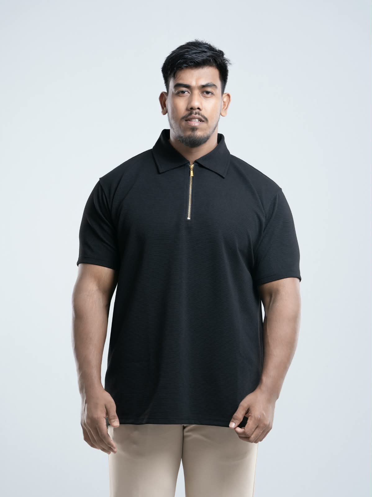 Black Premium zipper Polo Shirt