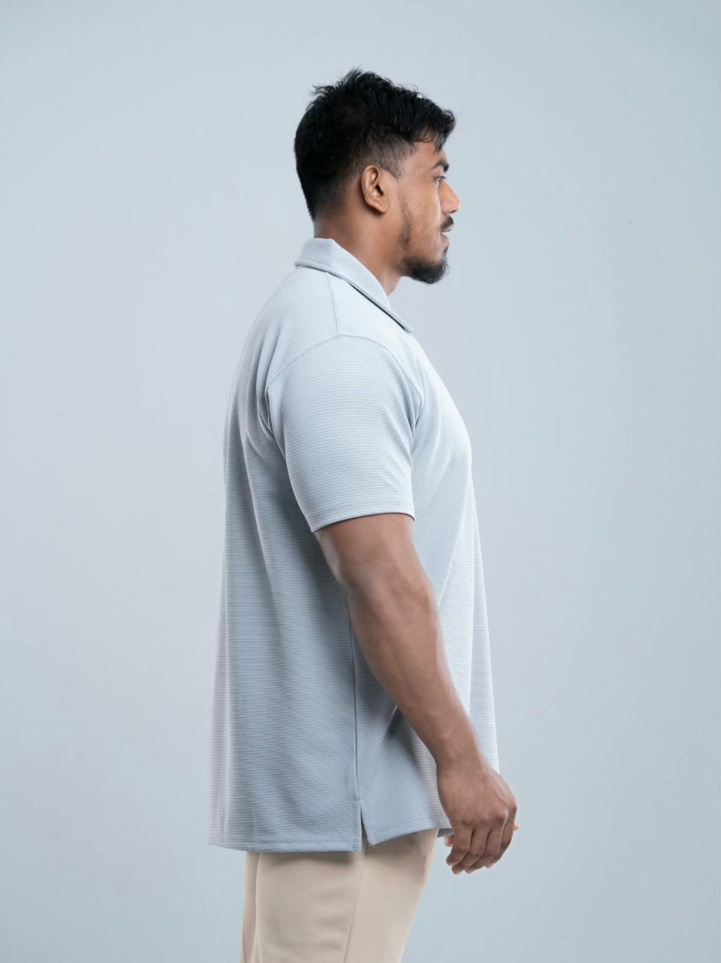 Light gray Premium zipper Polo Shirt