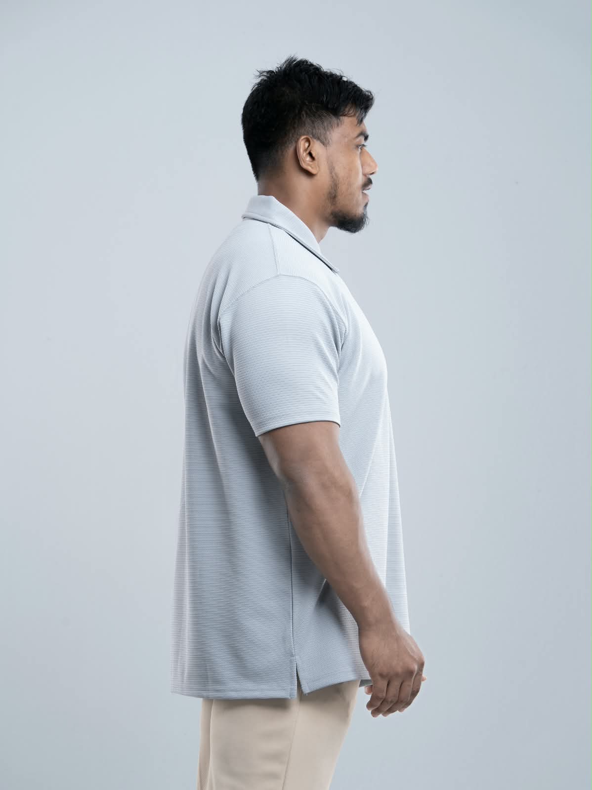 Light gray Premium zipper Polo Shirt