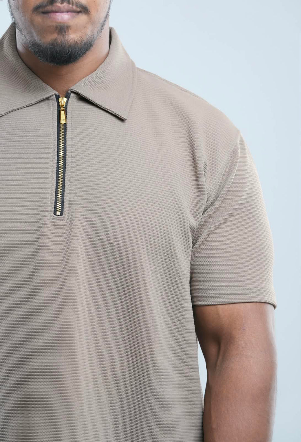 Light beige Premium zipper Polo Shirt