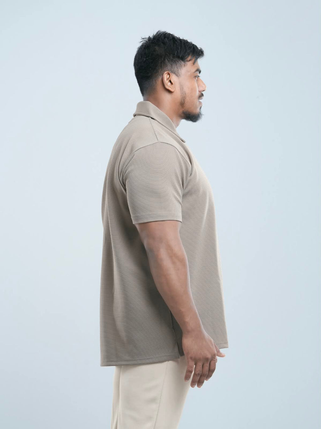 Light beige Premium zipper Polo Shirt