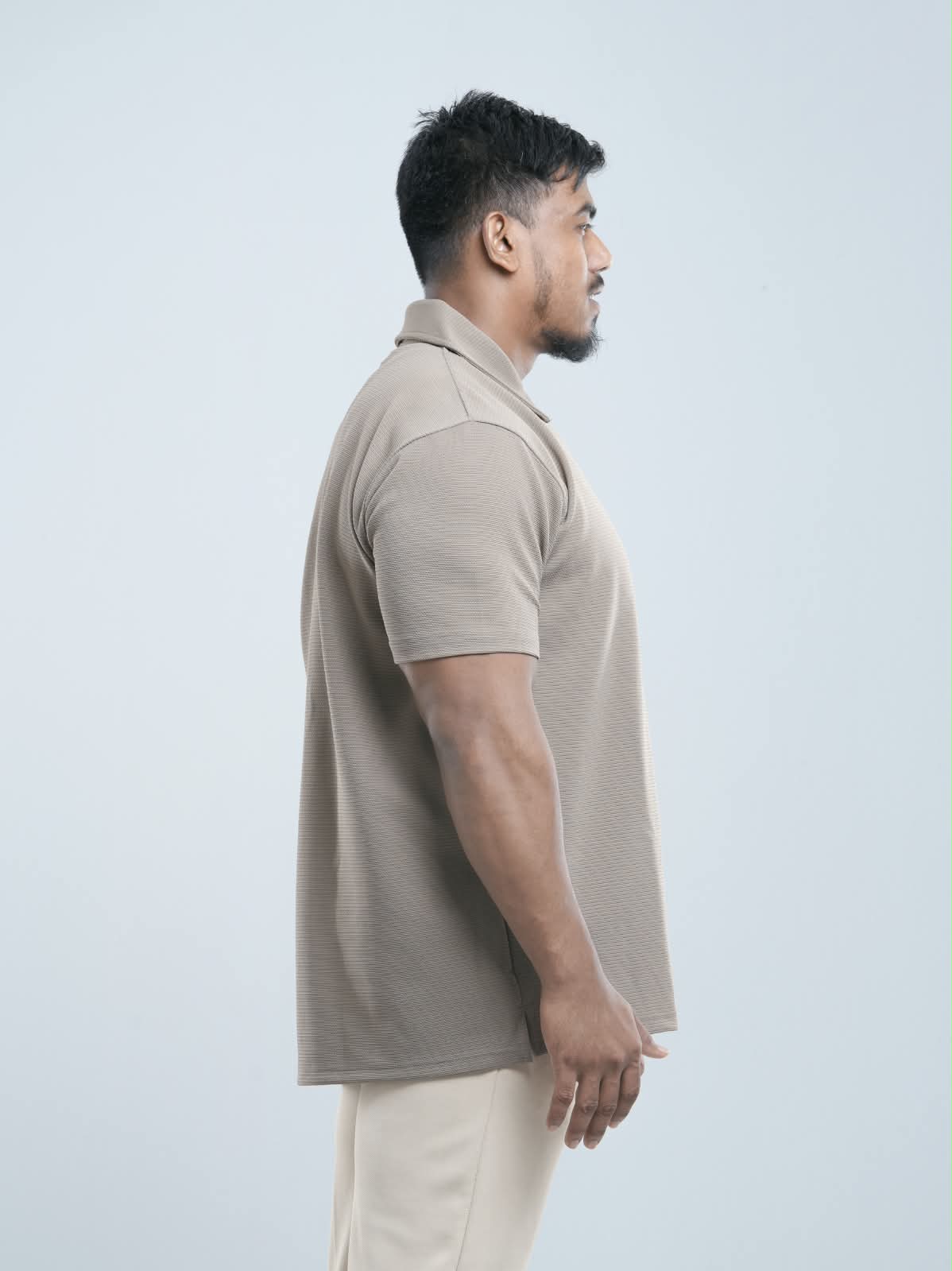 Light beige Premium zipper Polo Shirt