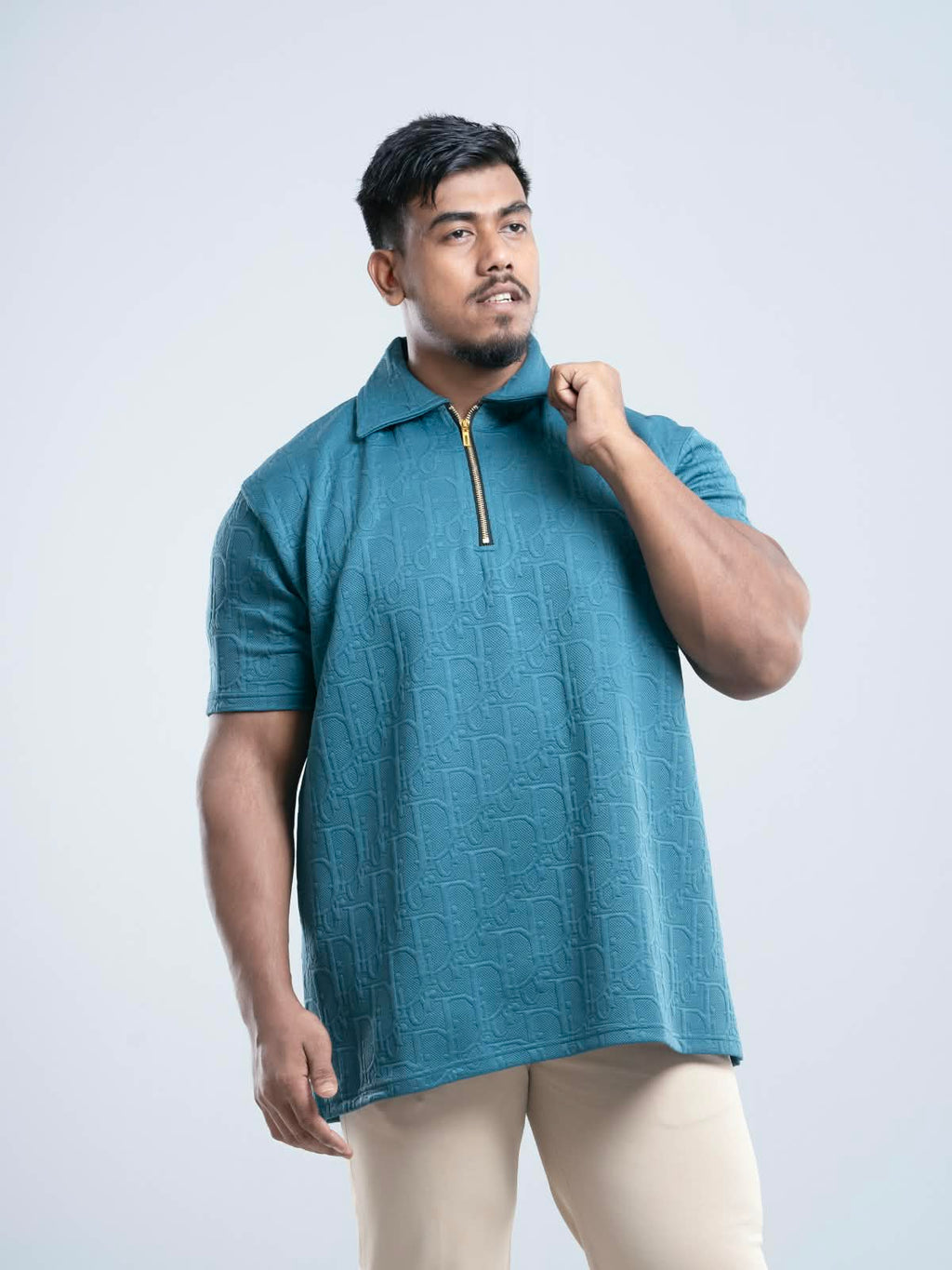 Ocean Blue Premium Dior ambush  zipper Polo Shirt