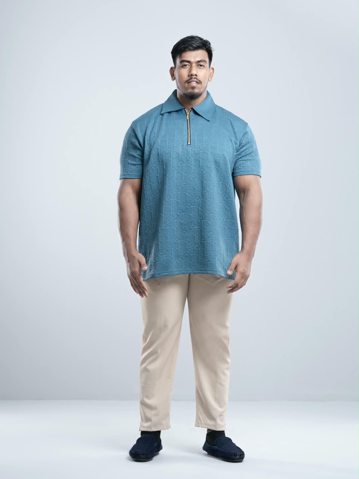 Ocean Blue Premium Dior ambush  zipper Polo Shirt
