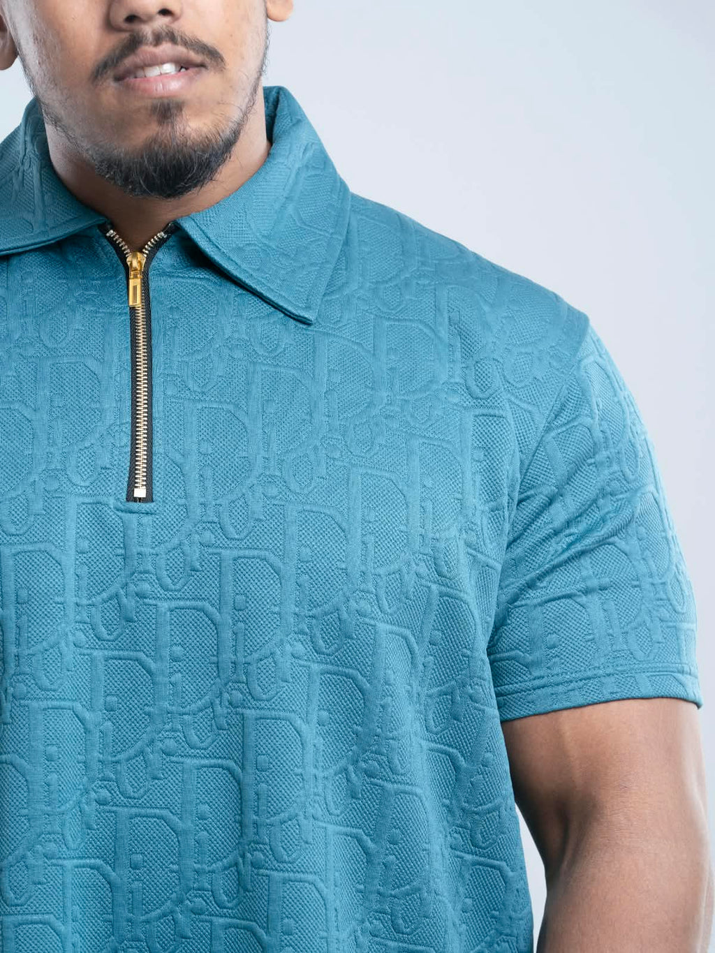 Ocean Blue Premium Dior ambush  zipper Polo Shirt