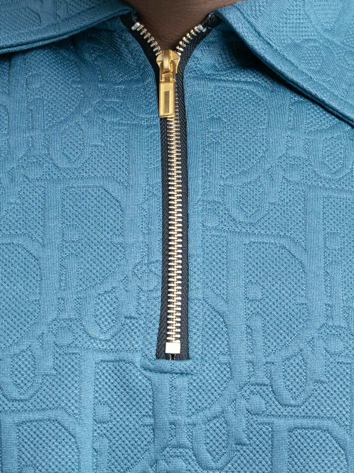 Ocean Blue Premium Dior ambush  zipper Polo Shirt
