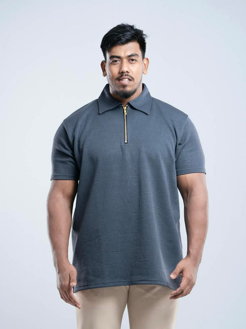 Charcoal Grey Premium Dior ambush  zipper Polo Shirt