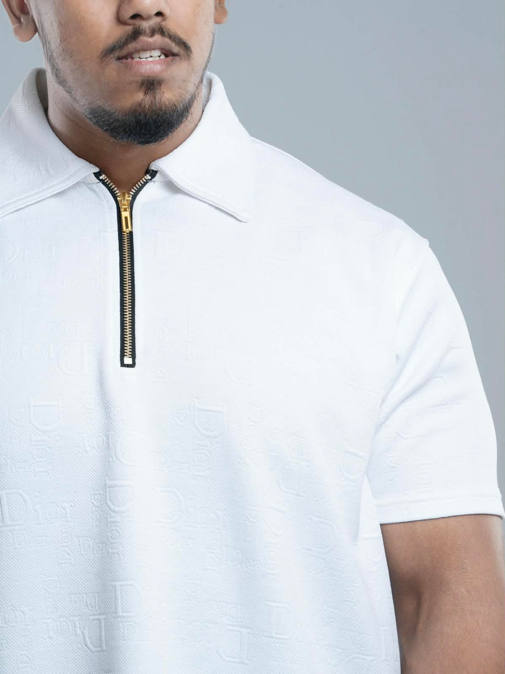 White Premium Dior ambush  zipper Polo Shirt